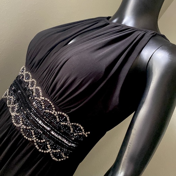 R&M Richards Black Sleeveless Halter Gown Dress - Picture 8 of 11